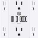 Addtam Surge Protector Outlet Extender, 6-Outlet Splitter with 4 USB Wall Charger(2 USB-C Ports), Multi Plug Wall Outlet 1800J Power Strip for Home Office Dorm Room Essentials