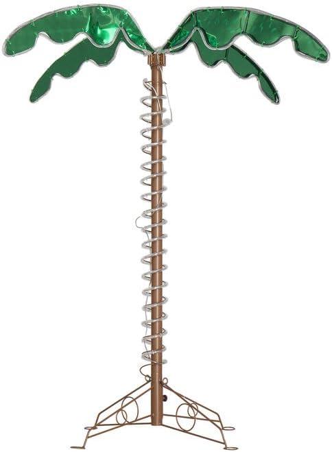VINGLI 4FT Lighted Palm Tree for Outside Patio Christmas Trees for Outdoor Decorations LED Artificial Palm Tree for Pool Lawn Party