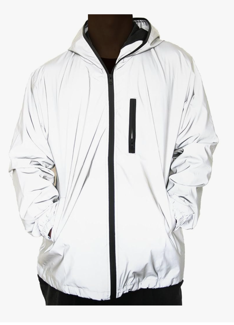 Reflective Coat Hooded Windbreaker Fashion Runing Pocket Jacket Small