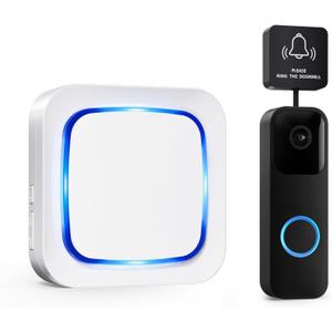 Wireless Doorbell Chime - Compatible with Blink Video Doorbell (2023 release) and Blink Video Doorbell (newest model), 58 Melodies & 5 Volume Levels (1 Video Doorbell Extender 1 Receiver (White)