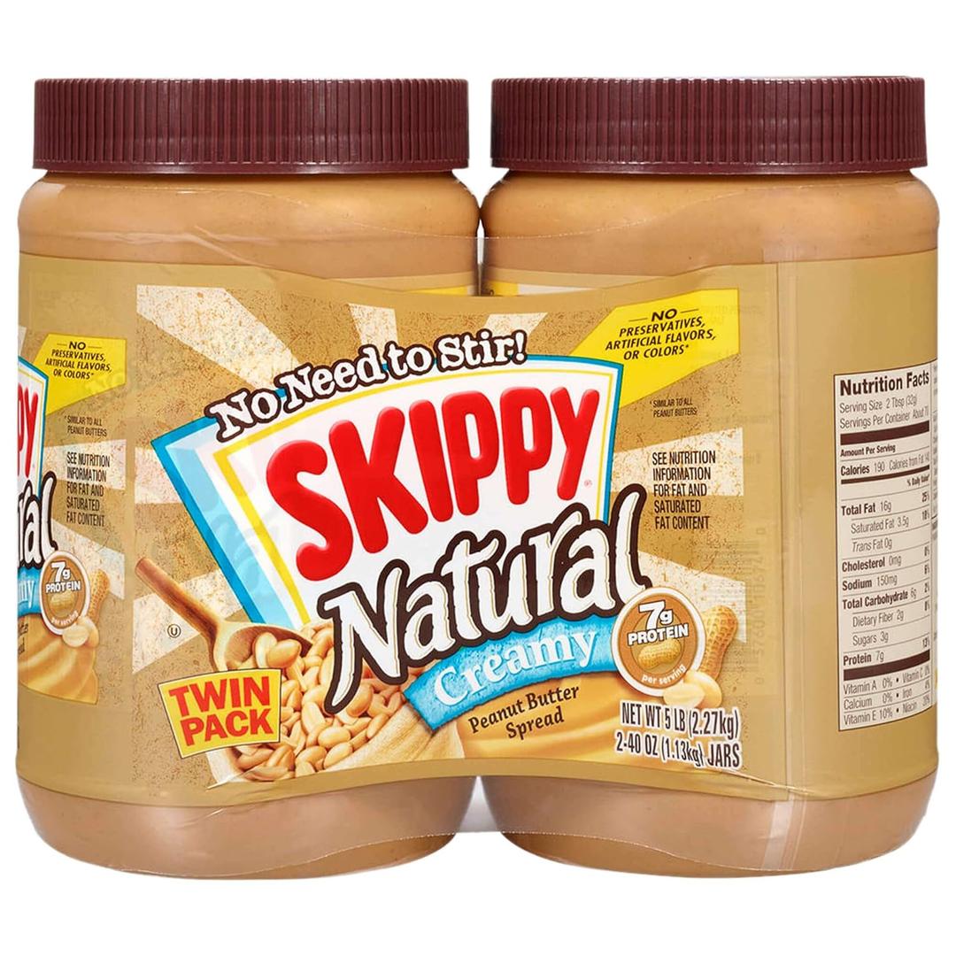 SKIPPY Natural Peanut Butter Creamy Twin Pack, Pack of 2, BB 12/23/26