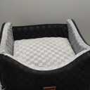 JOEJOY Elevated Dog Car Seat for Small/Medium Dogs up to 35 lbs, Memory Foam Booster Seat with Detachable Washable Cover, Travel-Safe Car Bed with Safety Belts & Storage Pockets, Grey