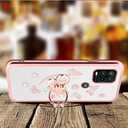 Compatible with Moto G Stylus 5g Case Clear Cute Soft Ring Stand Girls Women Shockproof Fall Protection Cover Glitter Diamond Electroplate Floral Butterfly Pattern Case for G Stylus 5g (Rose Gold)