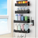 Magnetic Water Bottle Holder for Refrigerator, Cup Holder Organizer for Stanley and Tumbler for Kitchen, 4 Pack, Black