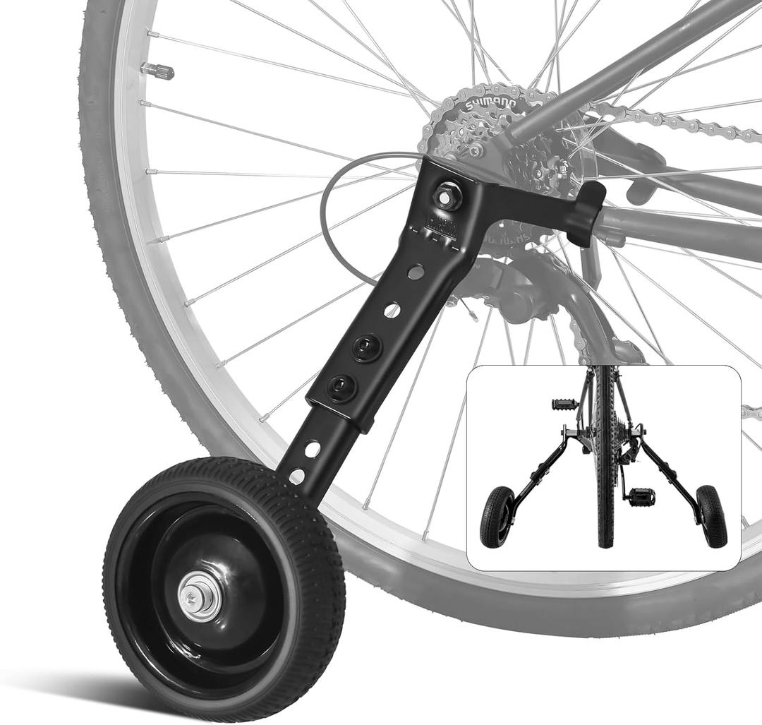 Adjustable Bicycle Training Wheels for Adults, Fit 24" to 28" Bikes, Steel Construction, Black, 1 Pair - Safe and Stable Learning Training Wheels