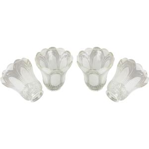 4 Pack Clear Frosted Flower Glass Shade, Bell Shaped Light Fixture Replacement Globe or Cover with 2-1/8-Inch Fitter for Chandelier Ceiling Fan Light Wall Sconce, G0060