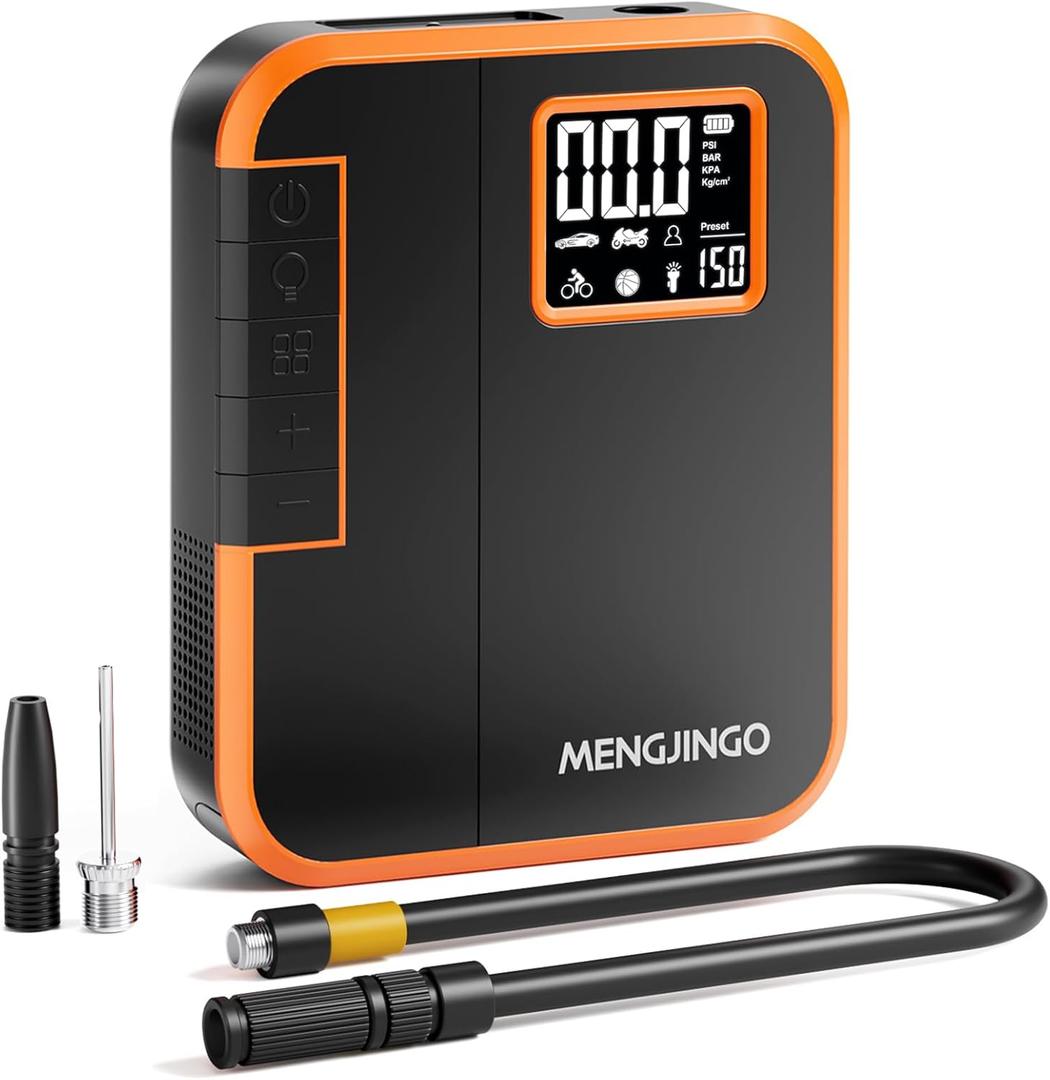 Tire Inflator Portable Air Compressor for Car, Bike, Motorcycle, Ball, 150PSI Smart Air Pump for Car Tires with LED Light, Cordless Tire Pump with Digital Pressure Gauge