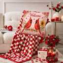 18x18 Inch Set of 2 Valentines Pillow Covers Welcome Red Birds Heart Floral Throw Pillow Covers for Valentines Day Bedroom Sofa Romantic Holiday Home Decor Gift