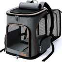 Lekereise Pet Carrier Backpack Expandable Cat Backpack for Medium Dogs and Large Cats 20-25 Lbs, Grey (24.4"L x 14"W x 16.2"H)
