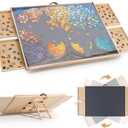 TEAKMAMA 2-in-1 Rotating & Tilting Puzzle Board with 4 Drawers, Portable 1500 Pieces Jigsaw Puzzle Table (34.2" x 26.3") for Adults, Includes Protective Cover, Natural, 1500pc