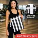 Bodysurf Wet Bag for Swimsuit, Beach, Pool, Gym, Travel, Dirty Laundry - Wet Bags for Baby, Kids, Toddlers, Pump Parts, Cloth Diapers - Reusable Waterproof Striped Makeup & Toiletry Pouch - Black