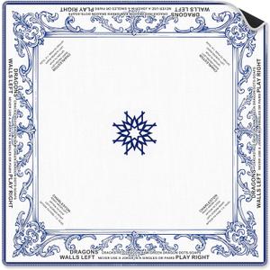 VIIJJUE Blue Floral Mahjong Mat Gifts 31.5 x 31.5 in, Vintage Blue and White French Country Mahjong Mat for Table, Non-Slip Noise Reduction Game Table Cover for Card Poker Dominoes Dice Board Games