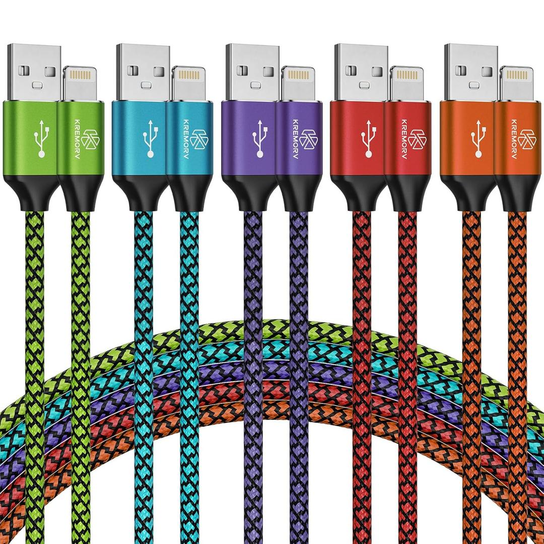iPhone Charger 3 Pack 10 ft USB Lightning Cable Apple Mfi Certified Cable Fast Charging Cord Nylon Braided Compatible with iPhone 14 13 12 11 XS XR X Pro Max 8 7 6 6S 6 Plus Mini 5S SE Plus iPad