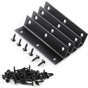 Floating Shelf Bracket, L Bracket Corner Brace,90 Degree Right Angle Corner Bracket, Metal Joint Bracket for Wood Bookshelf Furniture Cabinet (4pcs)