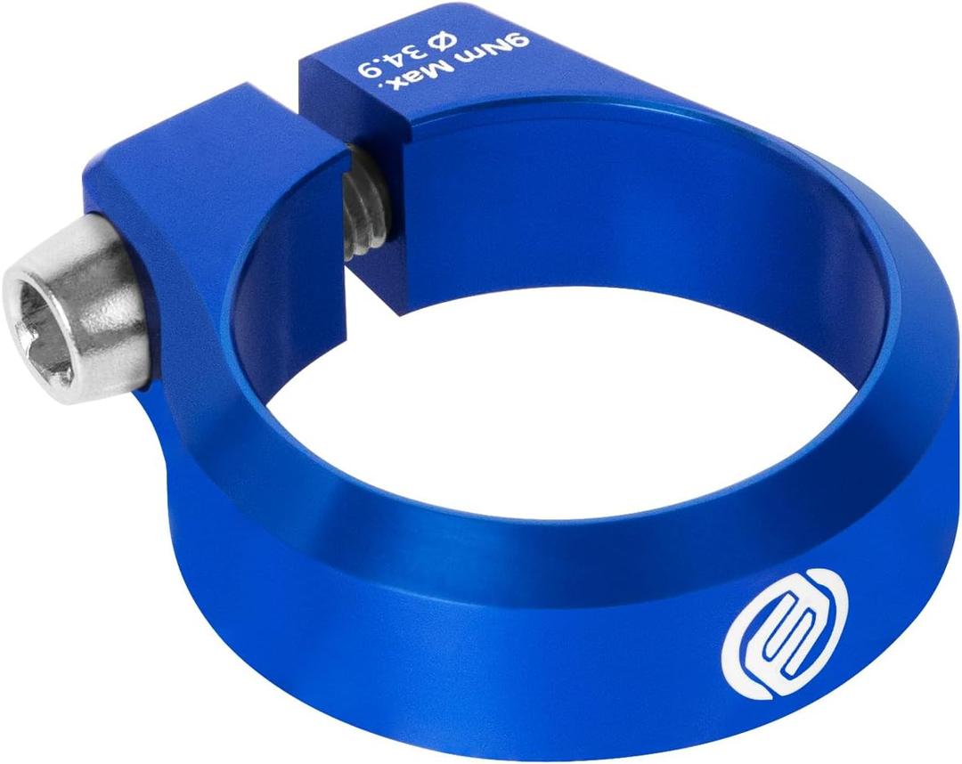 FIFTY-FIFTY Bike Seat Post Clamp, Aluminum Alloy Bicycle Seatpost Collar, 28.6/29.8/31.8/34.9/36.4/38.6mm Bicycle Seat Tube Clip for Most MTB, Road Bikes (34.9mm, Blue)