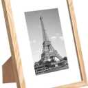 upsimples 8x10 Picture Frame Set of 10, Display Pictures 5x7 with Mat or 8x10 Without, Multi Photo Frames Collage for Wall or Tabletop Display, Natural