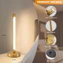 Cordless Table Lamp, Rechargeable Gold 5200mAh Battery Operated LED Portable Lamps, 3 Color Stepless Dimmable Touch Lamp for Nightstand, Bedroom, Dining Table, Counter, Living Room