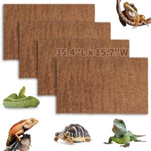 Hamiledyi Reptile Carpet Natural Coconut Fiber Tortoise Carpet Mats for Pet Terrarium Liner Reptile Supplies for Lizard Snake Chameleon Turtle Bedding Bunny Rabbit Mat (4 x Sheets) (4 Packs/35.4 x 15.7 Inch)