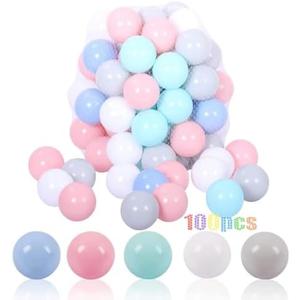 LANGXUN 50 Soft Plastic Ball Pit Balls for Kids, Gift for Baby Toddler Birthday Christmas, Ball Pit Play Tent, Baby Kiddie Pool Water Toys, Party Decoration