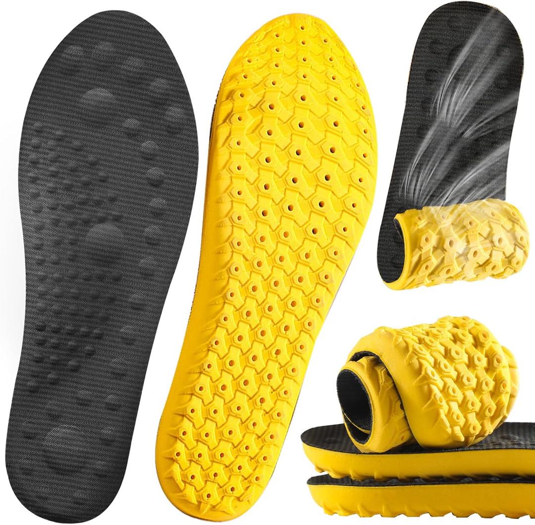 4D Cloud Soles Insoles for Women and Kids,Soft Shock Absorption Massage Sports Shoe Inserts, Arch Support Memory Foam Insole (Black, S Women 8.5)