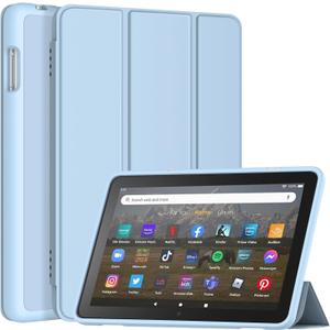 All-New 8inTablet Case,DJ&RPPQ Smart Trifold Stand Case with Hard PC Back and Auto Wake/Sleep Incompatible with Alcatel TCL,Sky Blue