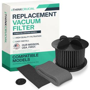 Round Washable Replacement Vacuum Filters Compatible with Multiple Bissell Parts # 2031183, 2031085ES, 203108532065, 32064 & 32065 (Vaccum Filter + Kit) - by Think Crucial