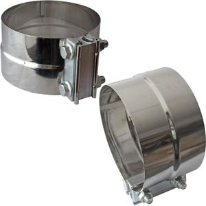 Exhaust Band Clamps 5" Lap Joint - Stainless Steel With 1 Block 2Pcs For 5" Od To 5" Id Exhaust Pipe, Muffler, Elbow And Exhaust Tubing Connection (2 Pack)