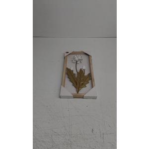 Metal Flower Wall Art Decor 15 Inch White and Gold Floral Sculpture Iron Wall Hanging Decoration