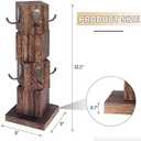 Coffee Mug Holder Tree, Rustic Solid Wood Mug Tree Stand with 8 Hooks, Farmhouse Coffee Cup Holder for Counter, Mug Hanger for Kitchen Organizer, Brown