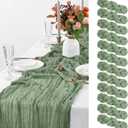 12 Pack Sage Green Table Runner, 10FT Cheesecloth Table Runner Long Romantic Semi Sheer Rustic Boho Gauze Table Runners for Wedding Bridal Shower Birthday Party Decorations(21.5×120 Inch)