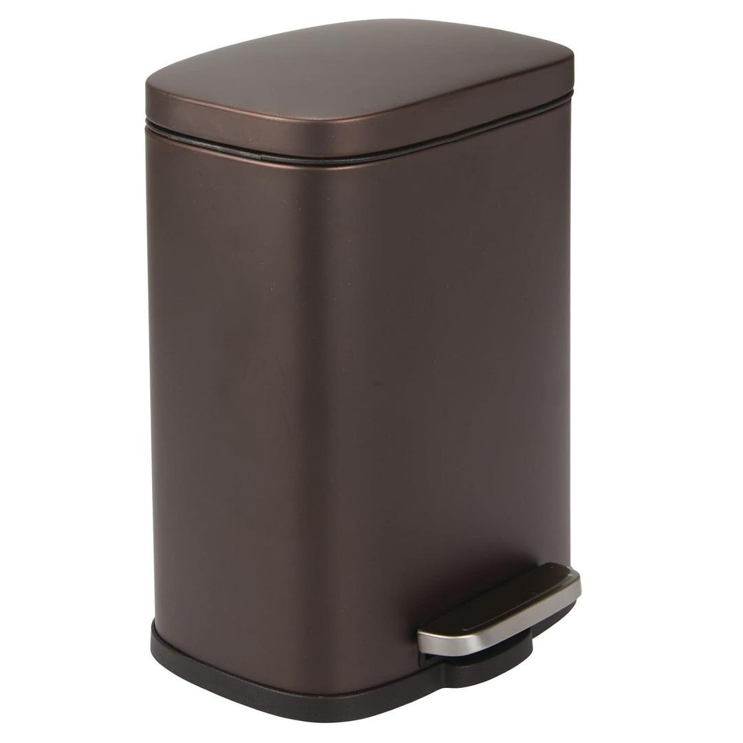 mDesign Pedal Bin  5 L Stainless Steel Metal Waste Bin with Pedal, Lid and Plastic Insert  Small Household Rubbish Bin for Bathroom and Kitchen or as Office Bin etc.  Bronze