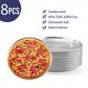 8 Pieces Pizza Pan 12 inch Stainless Steel Pizza Pan for Oven, Round Baking Pizza Tray, Heavy Duty Pizza Serving Tray, Pizza Baking Sheets for Home Kitchen Restaurant