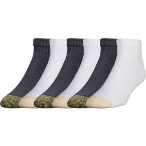 GOLDTOE Men's 656P Cotton Ankle Athletic Socks, Multipairs, Black & White (6-Pairs), Large