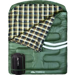 IFORREST Double Cotton Flannel Sleeping Bag for Adults Extra-Wide 2-Person 10F Cold Weather Camping Bed, Warm Queen XXL Size, Extra-Large, Double