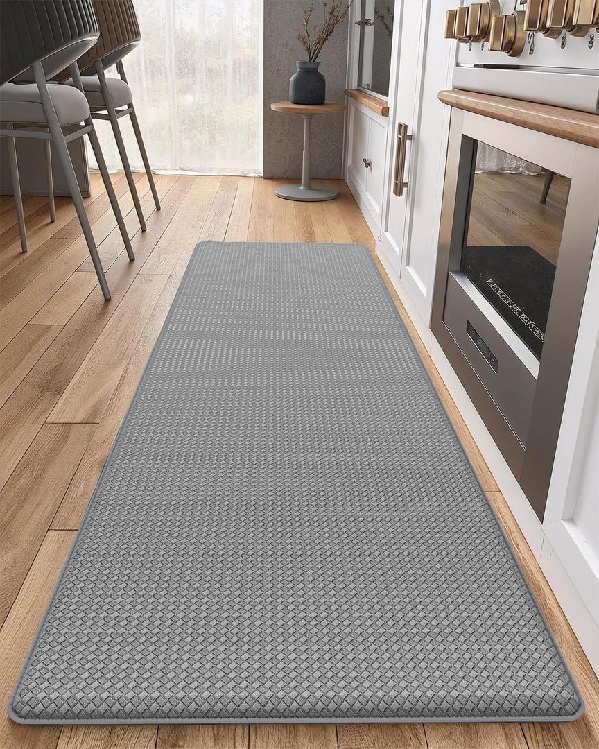 Color&Geometry Anti Fatigue Cushion Kitchen Mat for Floor -17"x59",Easy Clean, Water & Oil Proof, Anti Slip, Foam Rubber Runner Rug for Front Sink Comfort Standing,Grey