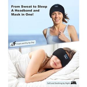 MUSICOZY Sleep Headphones Bluetooth 5.4 Headband, Sports Wireless Earphones Sweat Resistant Earbuds Sleeping Headphone with Ultra-Thin HD Stereo Speaker for Workout Running Cool Gadgets Unique Gifts (1 Count (Pack of 1), Black)