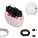 Mini Straightener, Rechargeable Portable Mini Hair Straightener Brush, Fast Heating Hot Comb 3-Speed Temperature Control with Anti Scald Shell and Built-in Mirror for Home Travel (Pink)