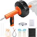45 FT Drain Snake Tools, Manual Or Powered Double Mode Auto Retract Drain Drain Auger with Drill Attachment, plumbing snake for Sink Drain Unblocking Toilet Shower Kitchen Sink