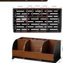 Bathroom Organizers on Counter,Wooden & Metal 7-Slot Solid One-Piece Bathroom Organizer with Drainage,Large Size Toothbrush Holders for Bathrooms, Vanity Storage