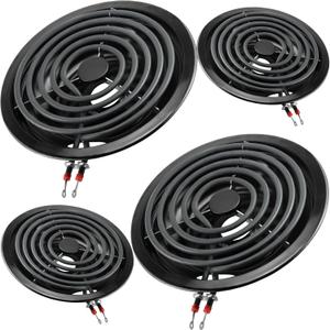 Black Burner Drip Pans Kit 5304430149(6")5304430150(8")&Electric Stove Burners Kit MP15YA(6") MP21YA(8") Compatible for Frigi-daire Ken-more Electric Range Stove Replaces 318067041 318067051 by MIFLUS
