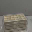 Frebeauty Acrylic Jewelry Organizer Earring Organizer Box with 5 Drawers Earring Holder Organizer with Velvet Trays Clear Jewelry Box for Women Earring Display for Rings Studs(Beige)