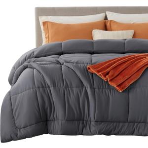 Bedsure Comforter Duvet Insert - Quilted Comforters King Size, All Season Duvet, GentleSoft Down Alternative Bedding, with 8 Tabs, Gifts for Women/Men, Grey, King 90 x 102 Inches
