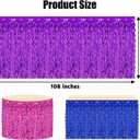 cyxevous Tinsel Table Skirt Purple Pink Blue Foil Fringe Table Decoration for Movie Hunters Party Decorations (29.5 * 108 inch)