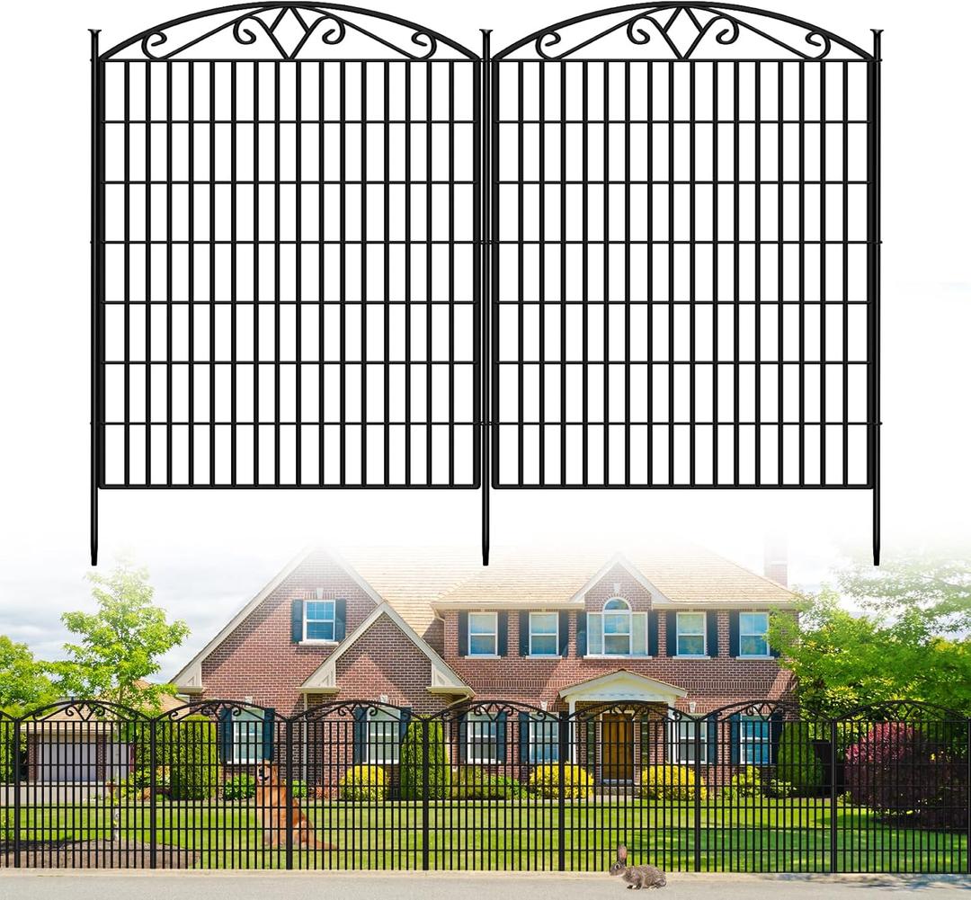 10 Panels No Dig Dog Fence Outdoor for Yard, 33in(H) x 21.6ft(W) Tall Animal Barrier Fenceing Panels, Rustproof Ground Stakes Temporary Wire Screen for Patio