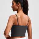 Longline Sports Bras for Women Workout Tops Padded Yoga Athletic Crop Tank Top with Built in Bra Spaghetti Straps Grey (S)