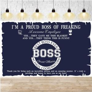 Best Boss Ever Thank You Boss Banner Happy Boss's Day Photo Backdrop  for National Boss Day Office Celebration Party Decorations and Supplies, 71 x 43 Inches Polyester Banner for Home
