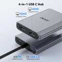 Acer 4-in-1 USB C Hub, Type C to Dual HDMI Adapter 4K@60Hz