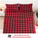 Softan Christmas Fleece Sheets Full Size, Flannel Like Soft, Velvet Polar Microfleece Sheets for Winter, Red Buffalo Plaid