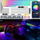 Dreamcolor Acrylic Interior Car LED Strip Light with Wireless APP, RGB 18 in 1 with 175 inches 593 LEDs Fiber Optic Strip Lights for Car, Dynamic Chasing Music Sync Neon Car Ambient Lighting Kits