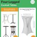 Cocktail High Top Table Covers - 32x43 Inch Fitted Spandex Round Cocktail Tablecloth for Bar Height Standing Table Cloths Reusable, for Party Wedding Banquet Event Decorations, Shiny White, 8 Pack